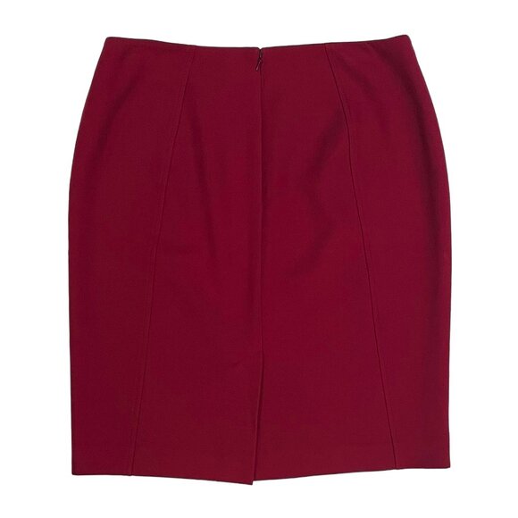 Rich Ruby Red Pencil Skirt — Lined Winter Workwear Essential, Size 10 - Picture 2 of 12